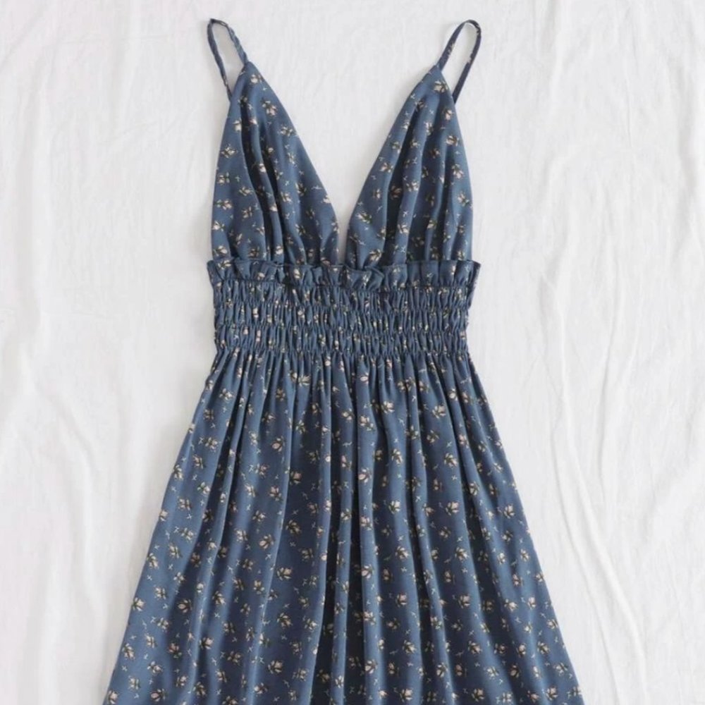 Shein low neck ditsy floral dress